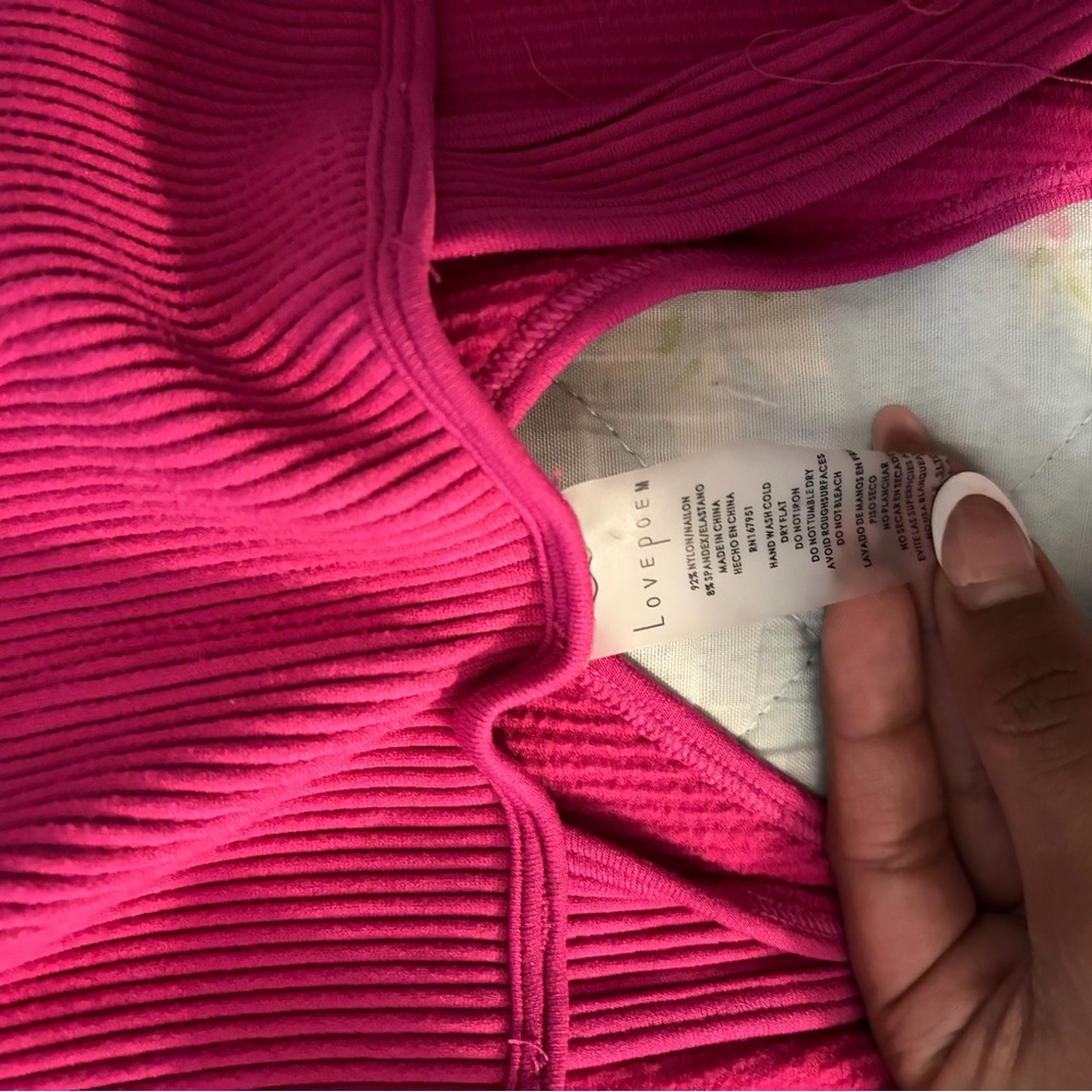 Love Bright Pink Ribbed Top - Picture 3 of 3